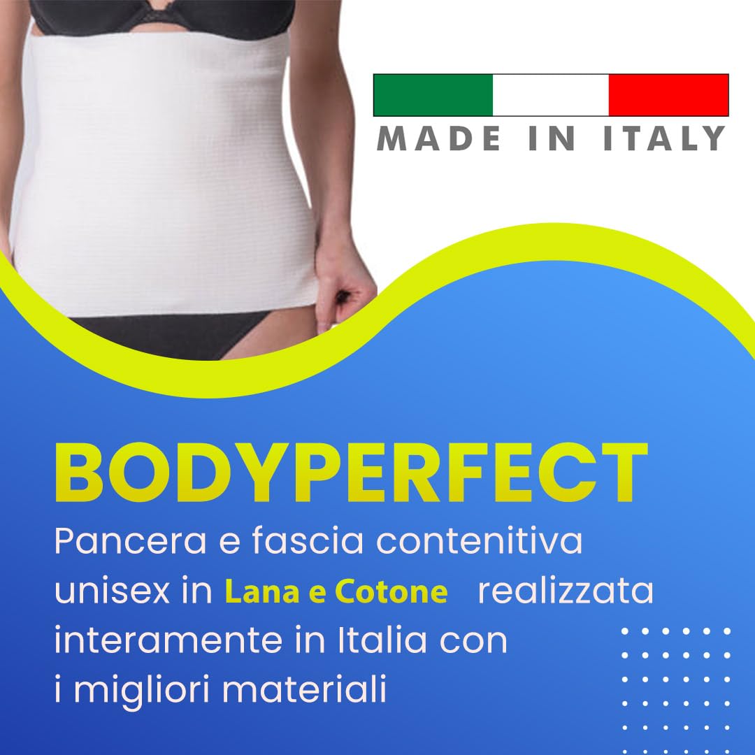 BODYPERFECT Ceinture Lombaire élastique en Coton et Laine Thermique Unisexe Made in Italy