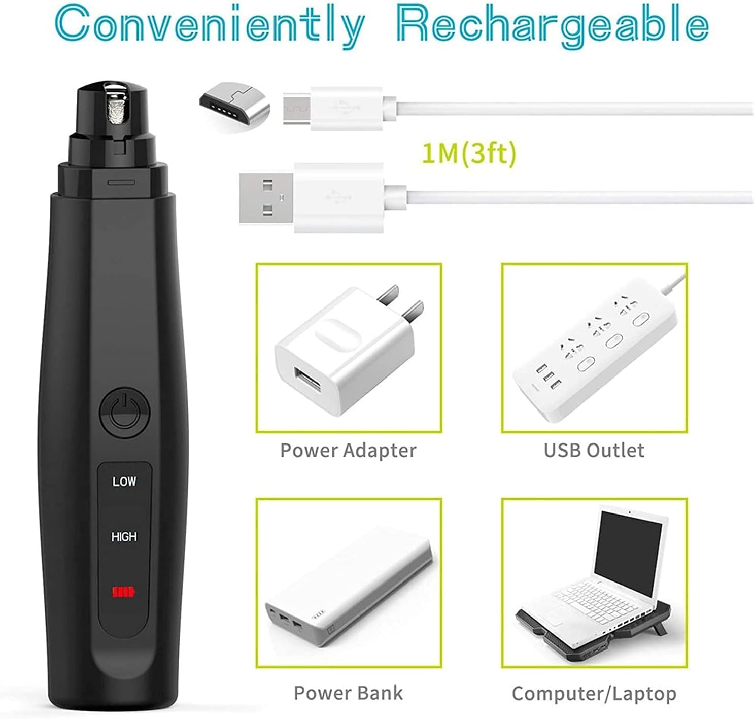 Liusj JUnst Feiyx Pet Nail Polisher Charging Nail Clippers Cat and Dog Nail Scissors Electric Manicure Set Claw Grooming Trimmer,for Small Medium Large Dogs & Cats