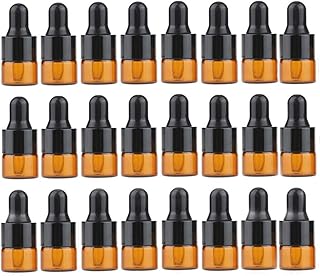 1ml 1/4 Dram Glass Dropper Bottles Mini Tiny Empty Amber Glass Essential Oil Bottles with Glass Eye Dropper for Essential Oil Aromatherapy Cosmetics (24)