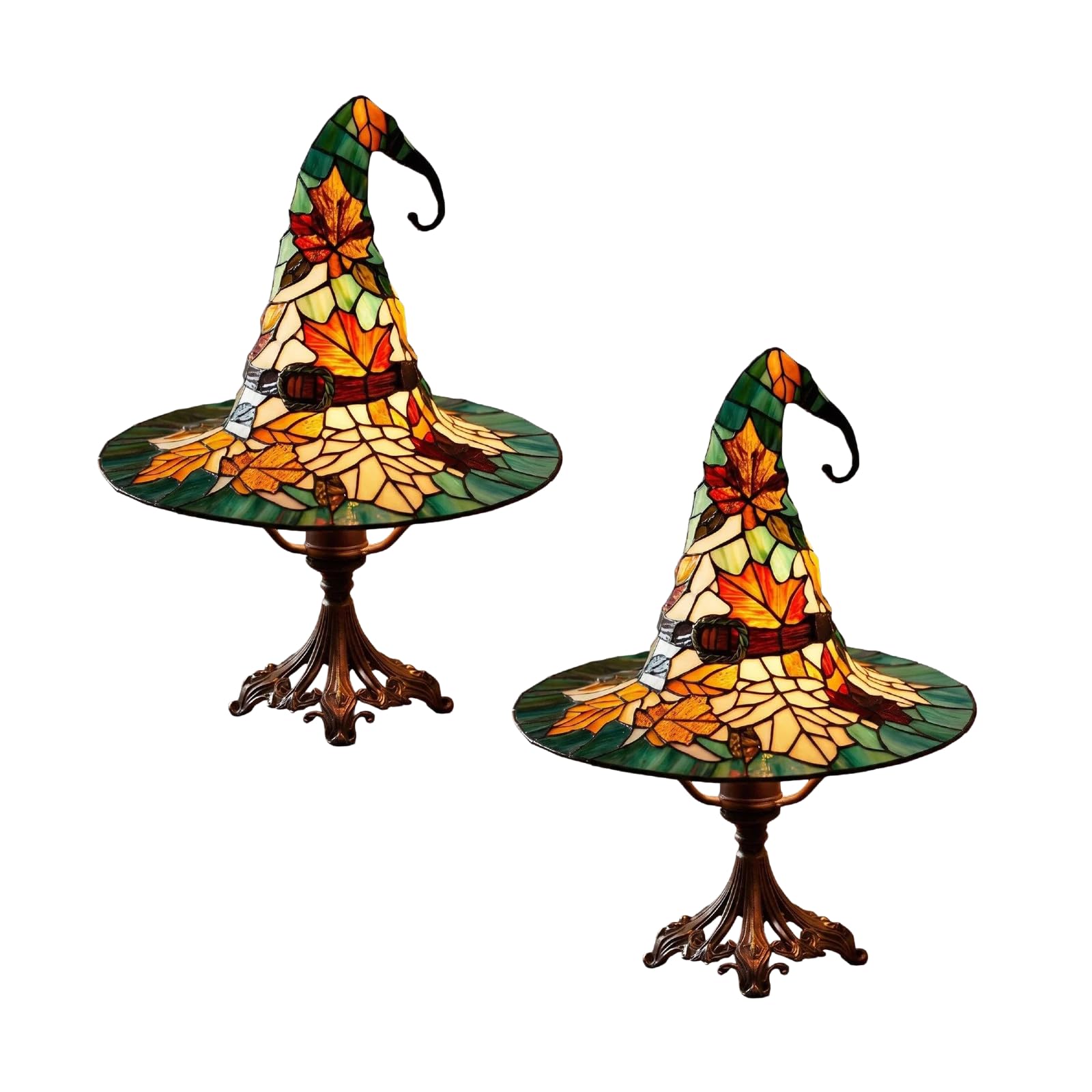 Witch Hat Table Lamp, Colorful Art Resin Halloween Decor — image 1