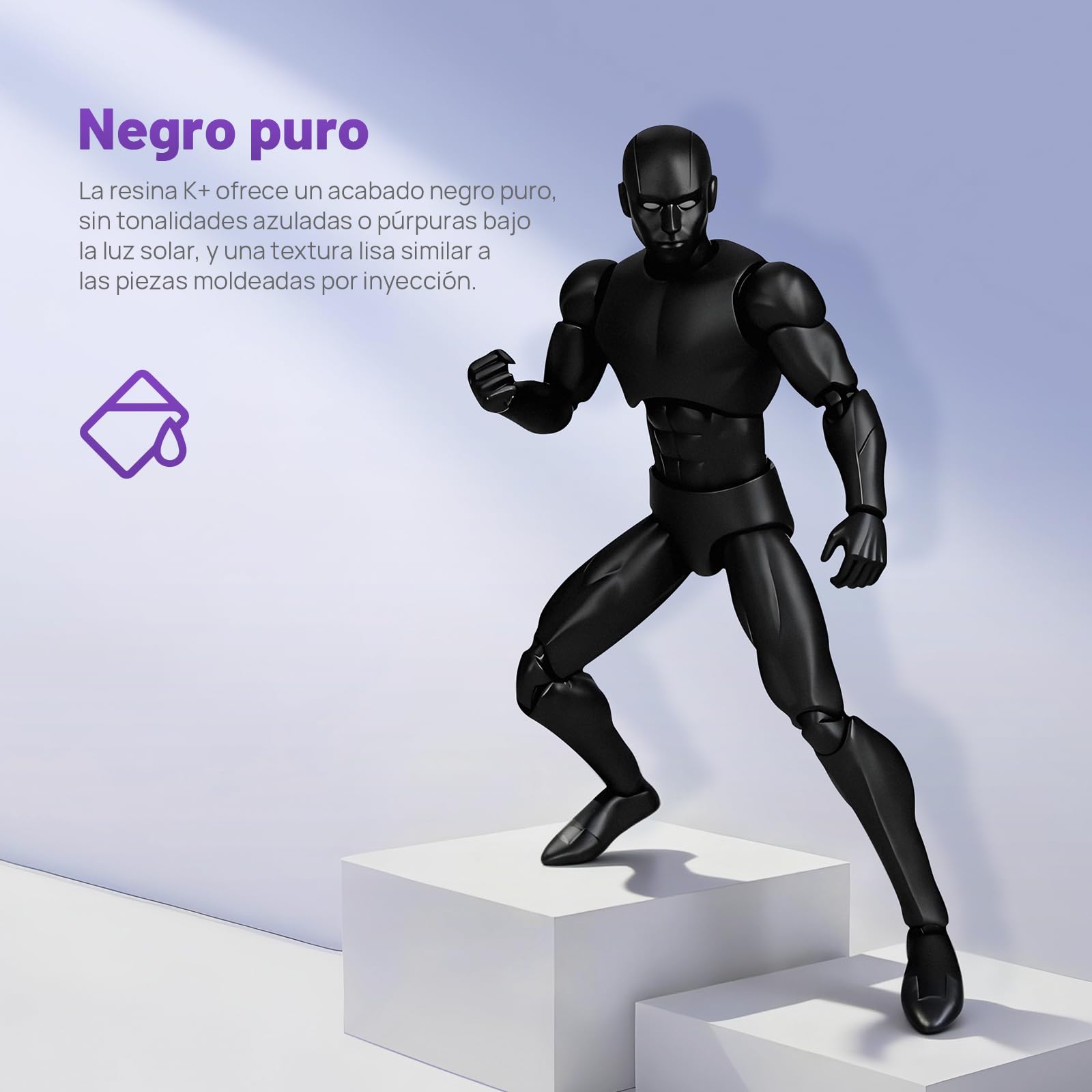 RESIONE Resina resistente para impresora 3D, ABS de alta precisión como resina 3D rígida y resistente a los arañazos con baja absorción de agua y detalles nítidos (negro puro, 1000 g)