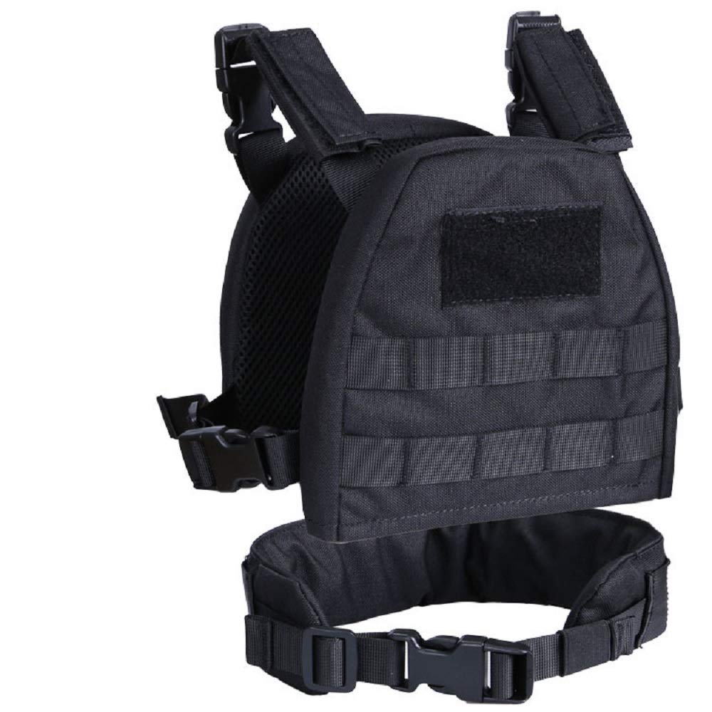 Kids Mini Airsoft Tactical Vest with Patrol Belt Molle Combat Vest XS/S Child Vest Suit-(BK-s)