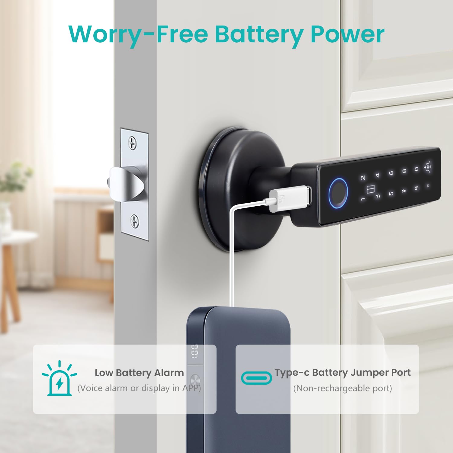KUELOR Smart Fingerprint Door Knob – Biometric Lock With 4 Unlock Ways: Fingerprint, IC Card, Password, And Spare Key – Keyless Entry For Bedroom, Apartment, Office