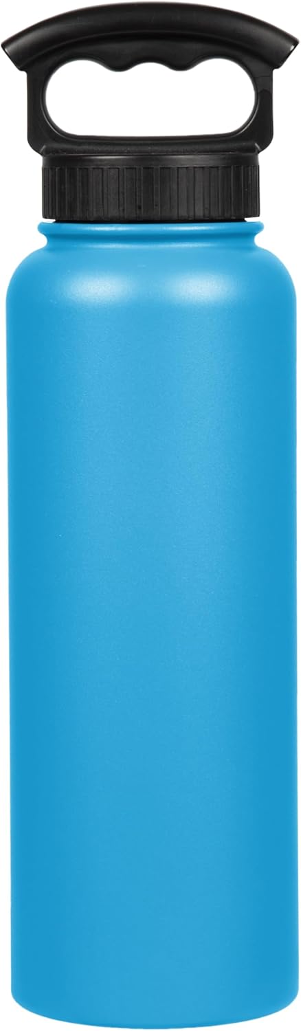 FIFTY/FIFTY Double Wall Vacuum Insulated Water Bottle, Stainless Steel, Wide Mouth with Three Finger Cap