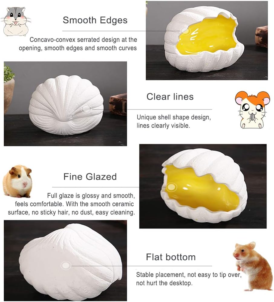 LAAK Small Animal Pet House Adorable Shell Shape Ceramic Igloos Nest Hideout Critter Bath House Cave Mini Hut Cage for Chinchilla Hamster (Pink)