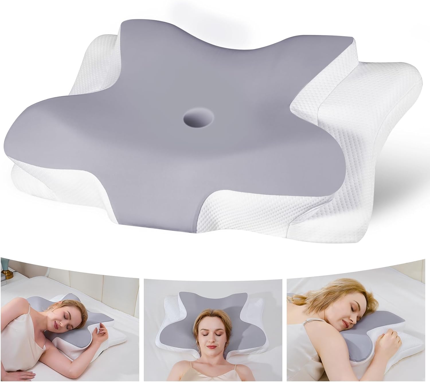 Memory Foam PILOW Relief Pillow，Memory Foam ErgonomicPillow, Man & Women Cervical Neck Pillowfor Neck Pain Relief, Side Sleeper Pillow for Office, Travel &Home