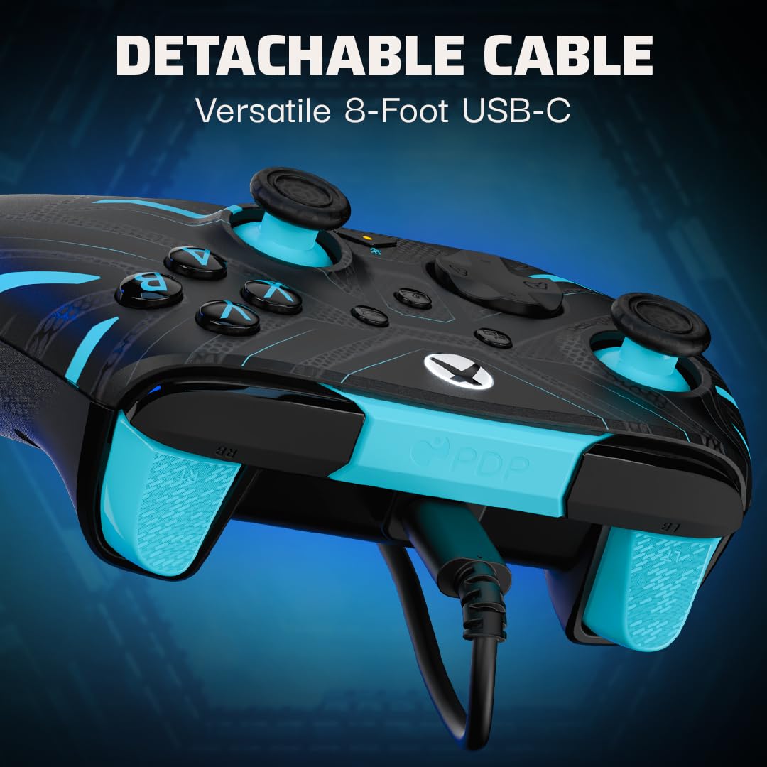 PDP Xbox REMATCH GLOW Wired controller TITAN STEEL — view 6