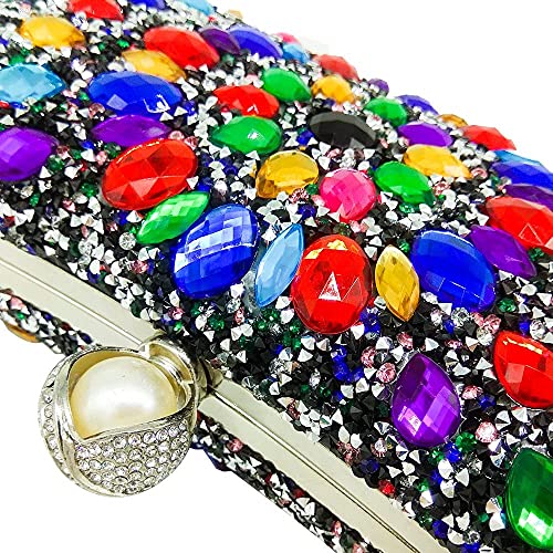 Image of Boutique De FGG Mini Pearl Clasp Crystal Clutch Purses for Women, Evening Bags Wedding Handbag, Party Rhinestone Clutch Bag