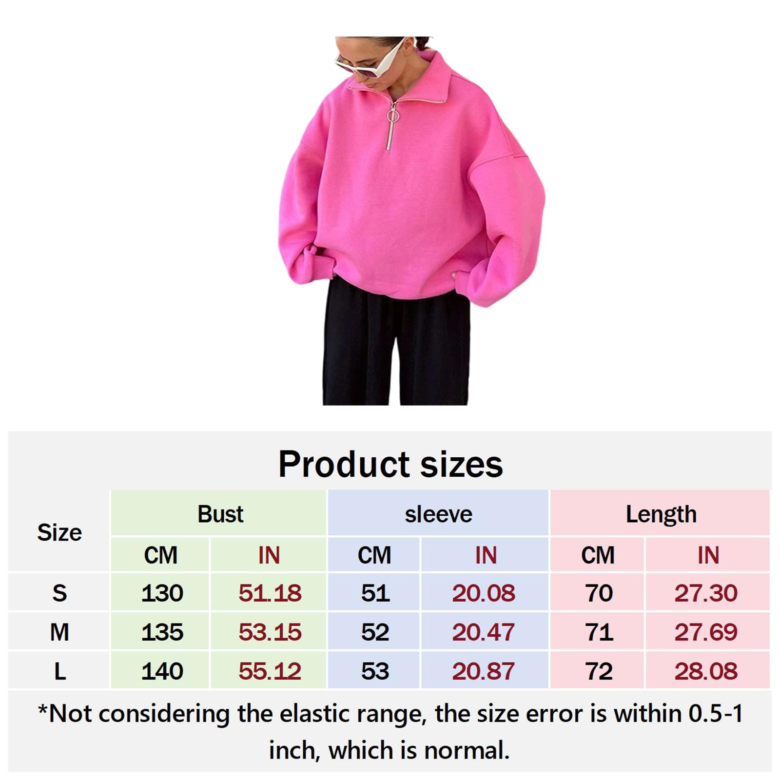 Damskie bluzy z suwakiem ćwierćdługości, polar, długi rękaw, jednolite, casual, luźne bluzy oversize