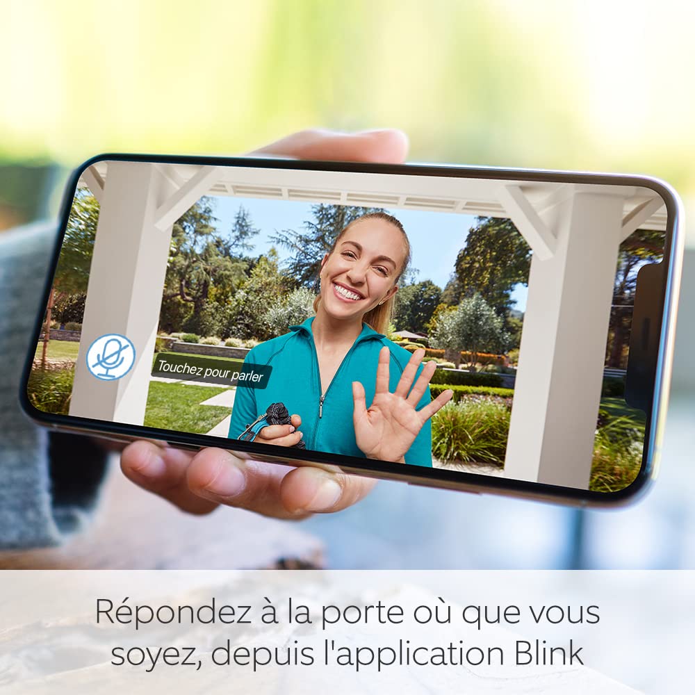 Blink Sonnette Vidéo | Système audio bidirectionnel, vidéo HD, longue autonomie, détection de mouvements, notifications de sonnette dans l'application, fonctionne avec Alexa | Blanc