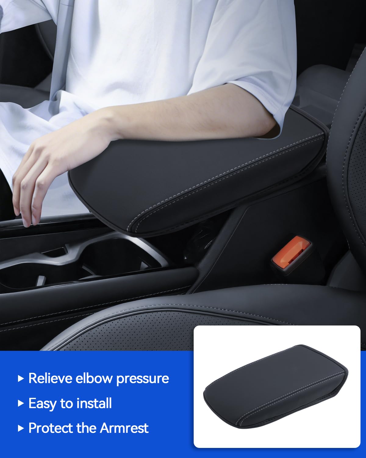 Copertura per bracciolo centrale per Tiguan 3 2024-2026 Thick Cotton Filling Microfibra PU Leather Padding Bracciolo Copertura Protettiva Impermeabile e Antiscivolo VW Tiguan III MK3 Accessori