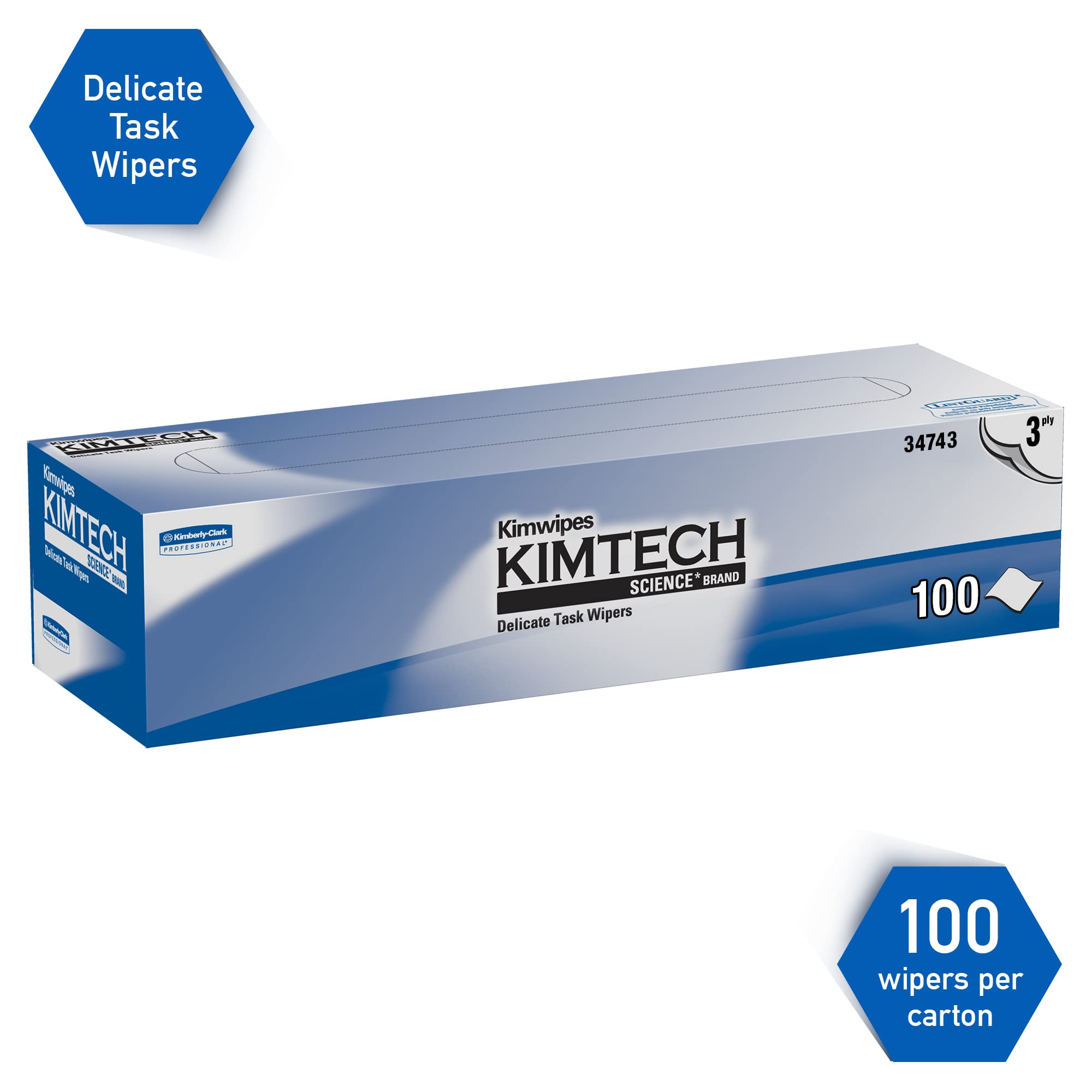 Kimtech 34743 Kimwipes Delicate Task Wipers, 3-Ply, 11 4/5 x 11 4/5, 119 per Box (Case of 15 Boxes)
