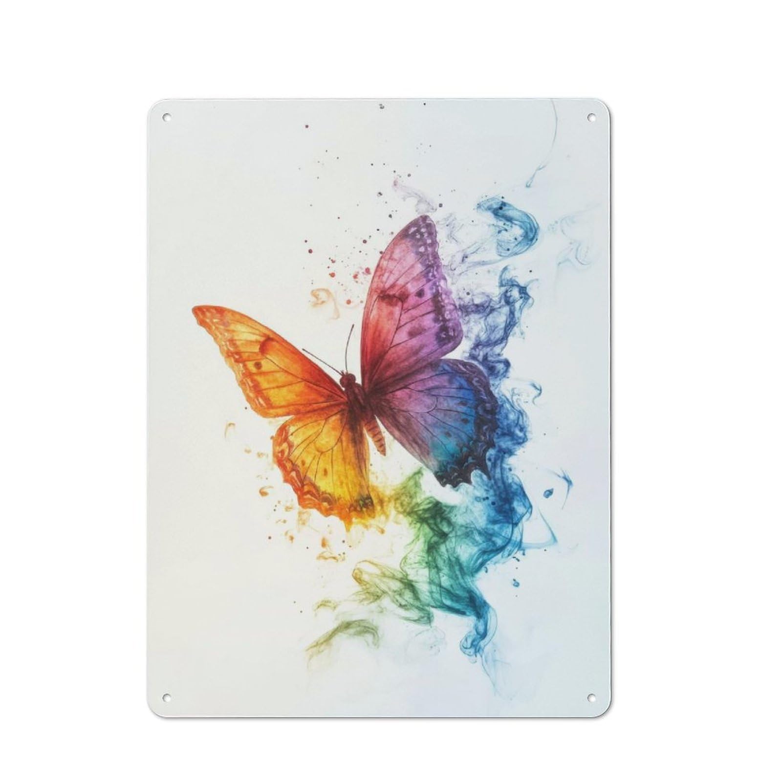 Junmoney Rainbow Butterfly 40X30cm Retro Tin Sign With For Dining Room Or Kitchen, For Metal Sign Collectors, For Garage And Workshop Walls