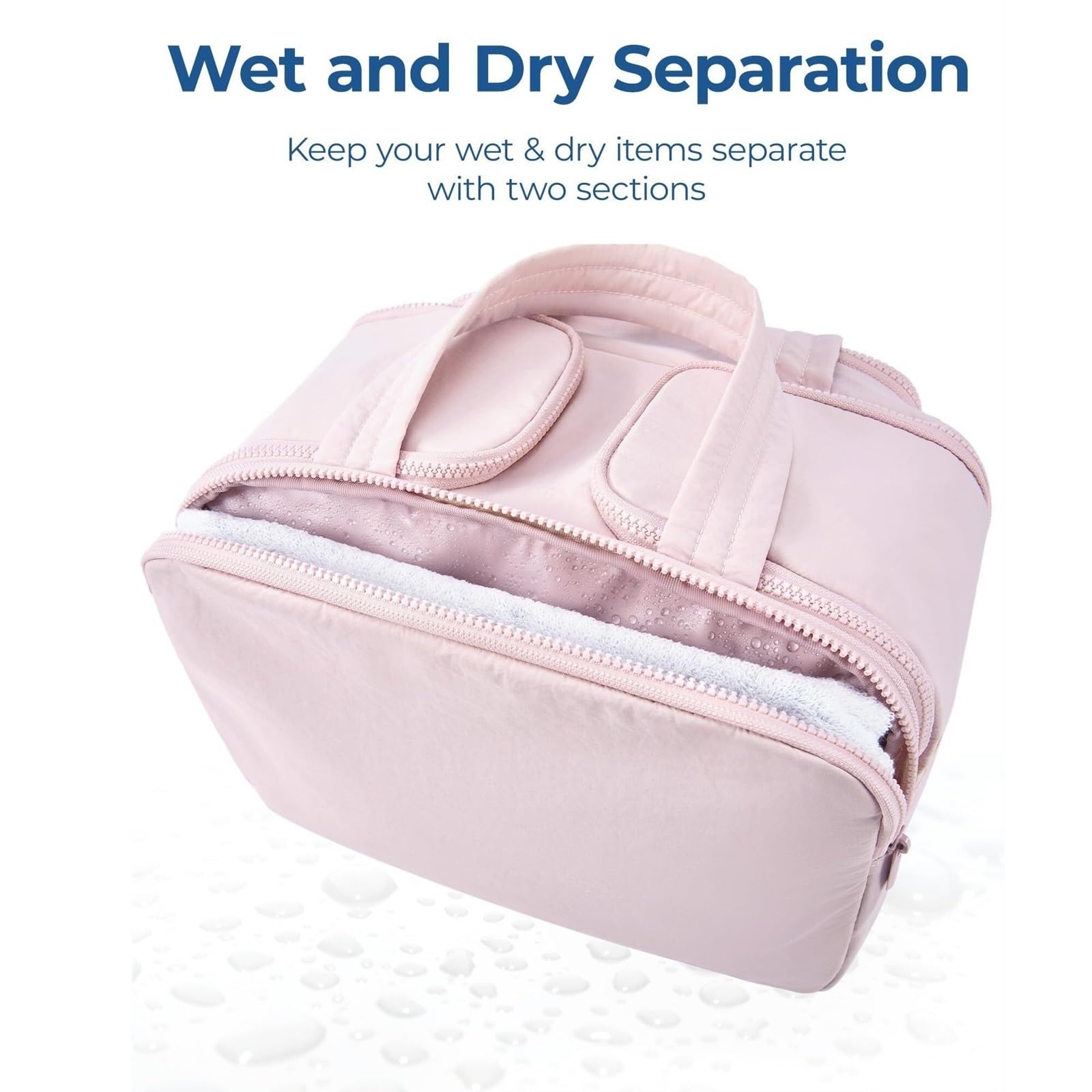 Trousse Maquillage Trousse De Toilette Trousse De Toilette De Voyage, Sac De Voyage Léger, Trousse De Maquillage Cosmétique Moelleuse, Sac De Rangement Avec Poignée Pochette Maquillage Femme(Rosa)