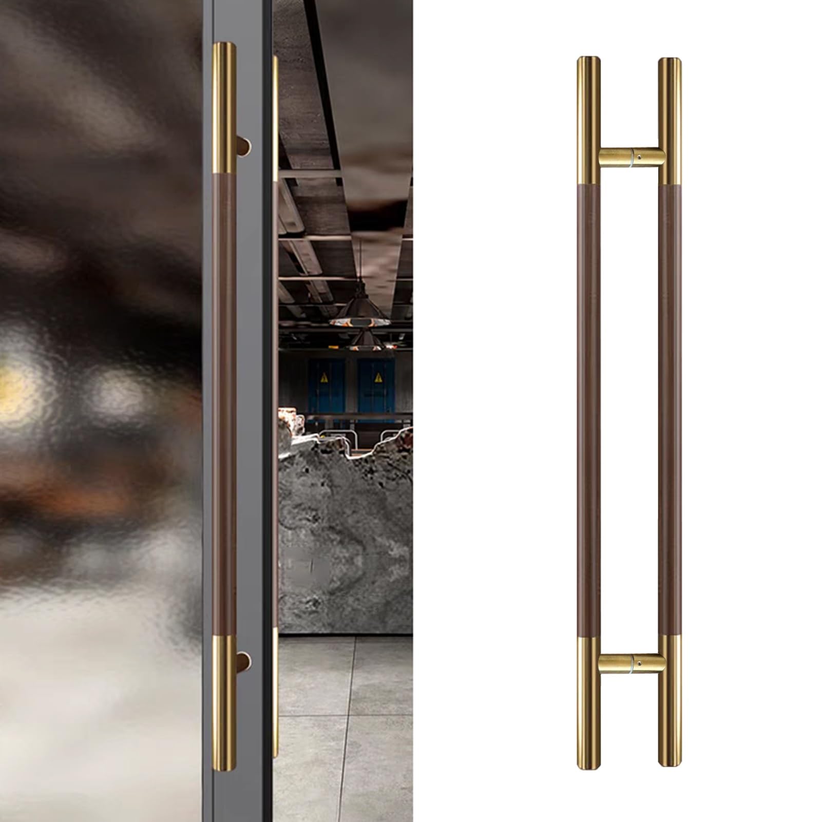 MXXQRHF Modern 1.5" Push Pull Door Handle - Walnut Sliding Door Handle for Home, Patio, Garage & Shower - 80cm (31.5") Interior & Exterior Use