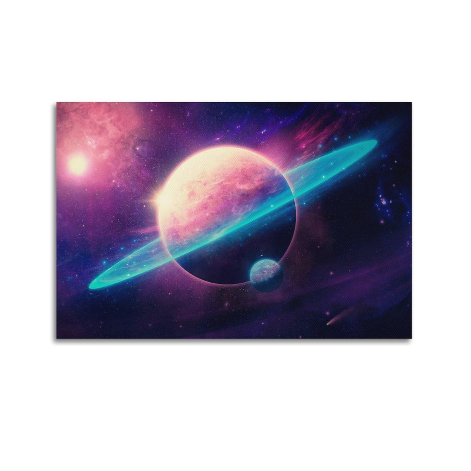 OKAHYS Ringed Planet Cosmic Space Poster Decorative Painting Canvas Wall Artworks Picture 20x30inch(50x75cm)