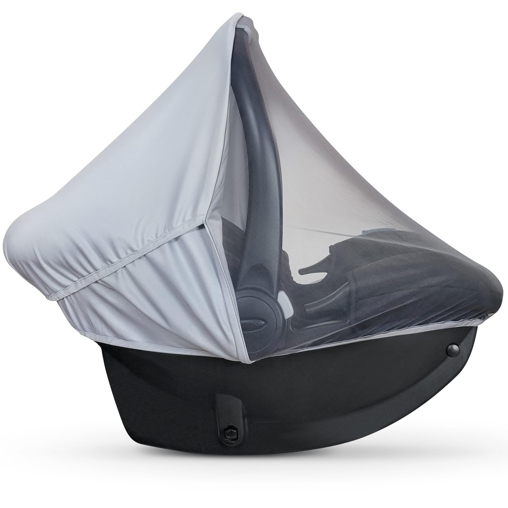 Summer Baby Car Seat Cover | 2-in-1 Breathable Carseat Sun Shade & Mosquito Net | UV Protection Lightweight Canopy Covers for Infant Unisex | Bug Net Mesh for Spring & Summer Warm Weather (Gray)