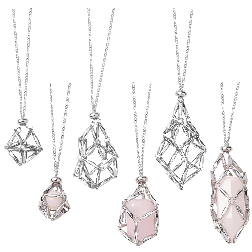 SUNNYCLUE 6Pcs Stainless Steel Stone Holder Necklace
