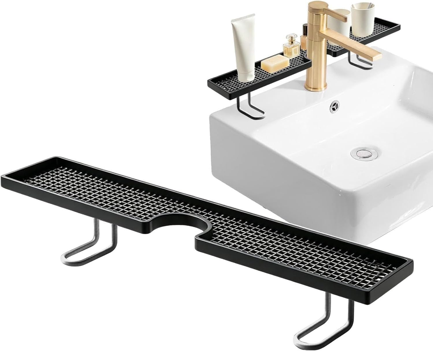 No Drill Sink Organizer Drainage Rack Metal Frame Countertop Space Saver