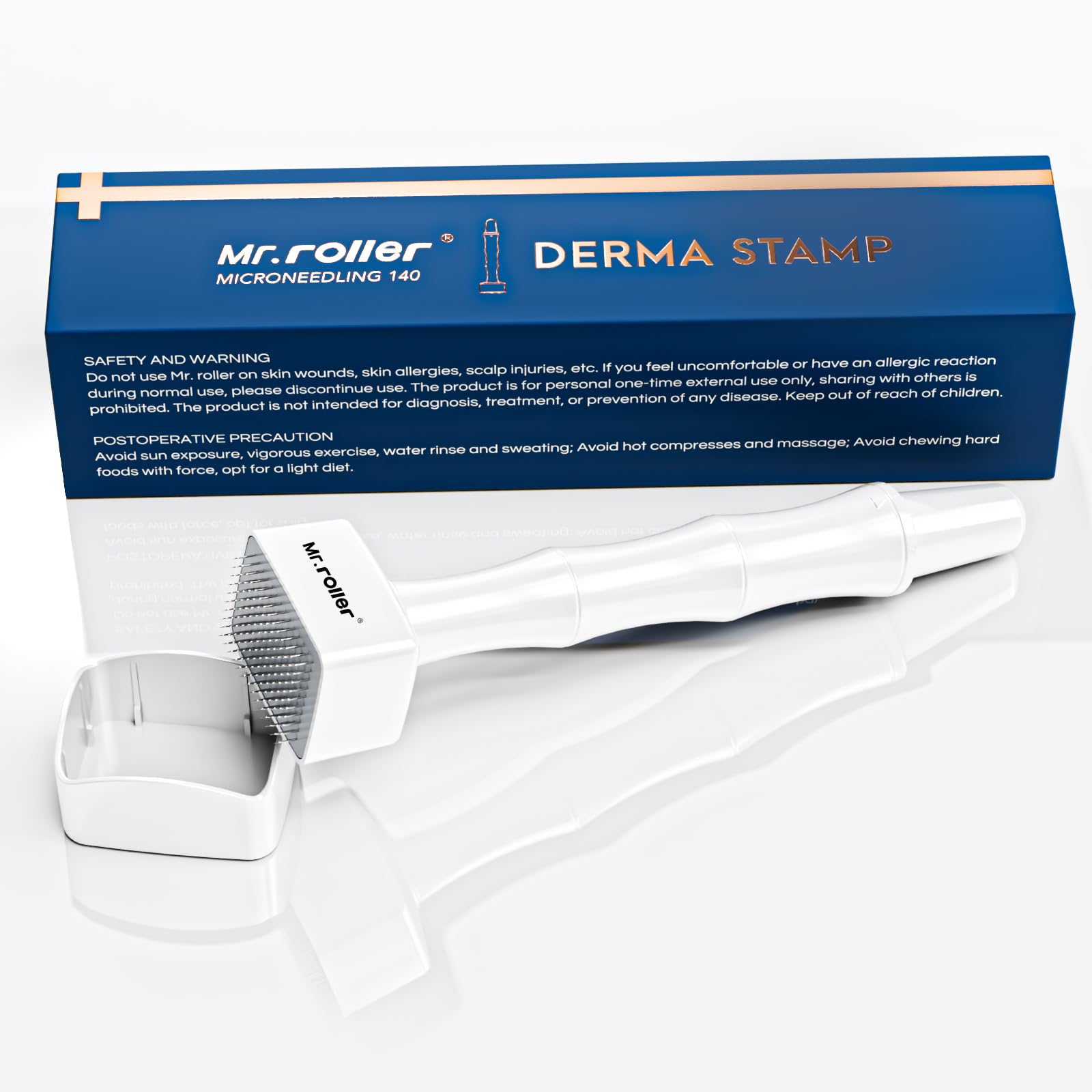 Mr.roller Derma Stamp regolabile, 0 – 3 mm, 140 pin, professionale, microneedle, dermastamp per capelli, barba, crescita viso, corpo, penna derma roller microneedling alternativa