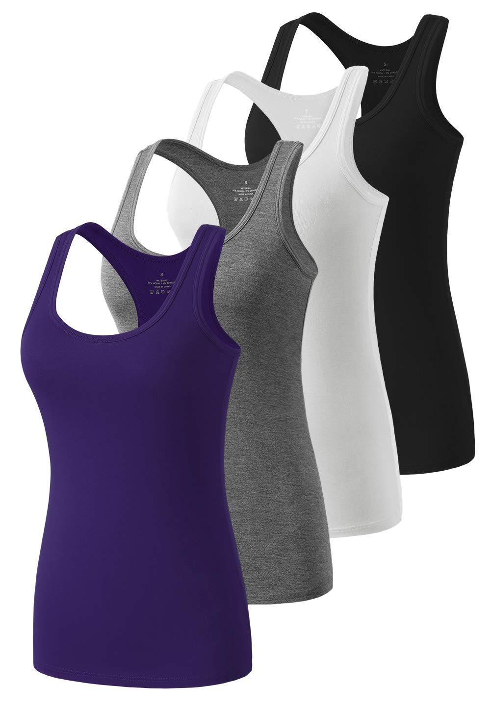 Star Vibe Racerback Workout Tank Tops for Women Basic Athletic Tanks Yoga Shirt Sleeveless Exercise Tops 4 Pack