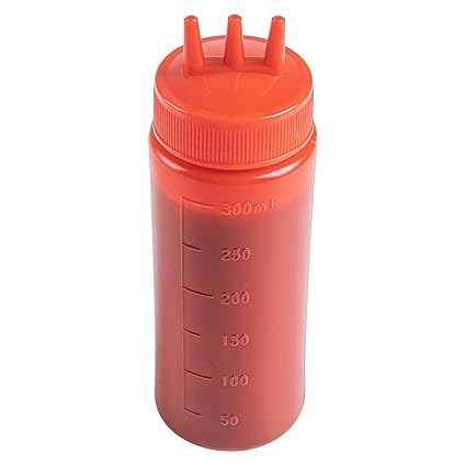 Restaurantware 12 Ounce Condiment Squeeze Bottles, 6 With Triple Dispersion Tip Squeeze Bottles - Small, Flexible, Red Plastic Ketchup Bottles, For Dispensing Sauces Or Oils