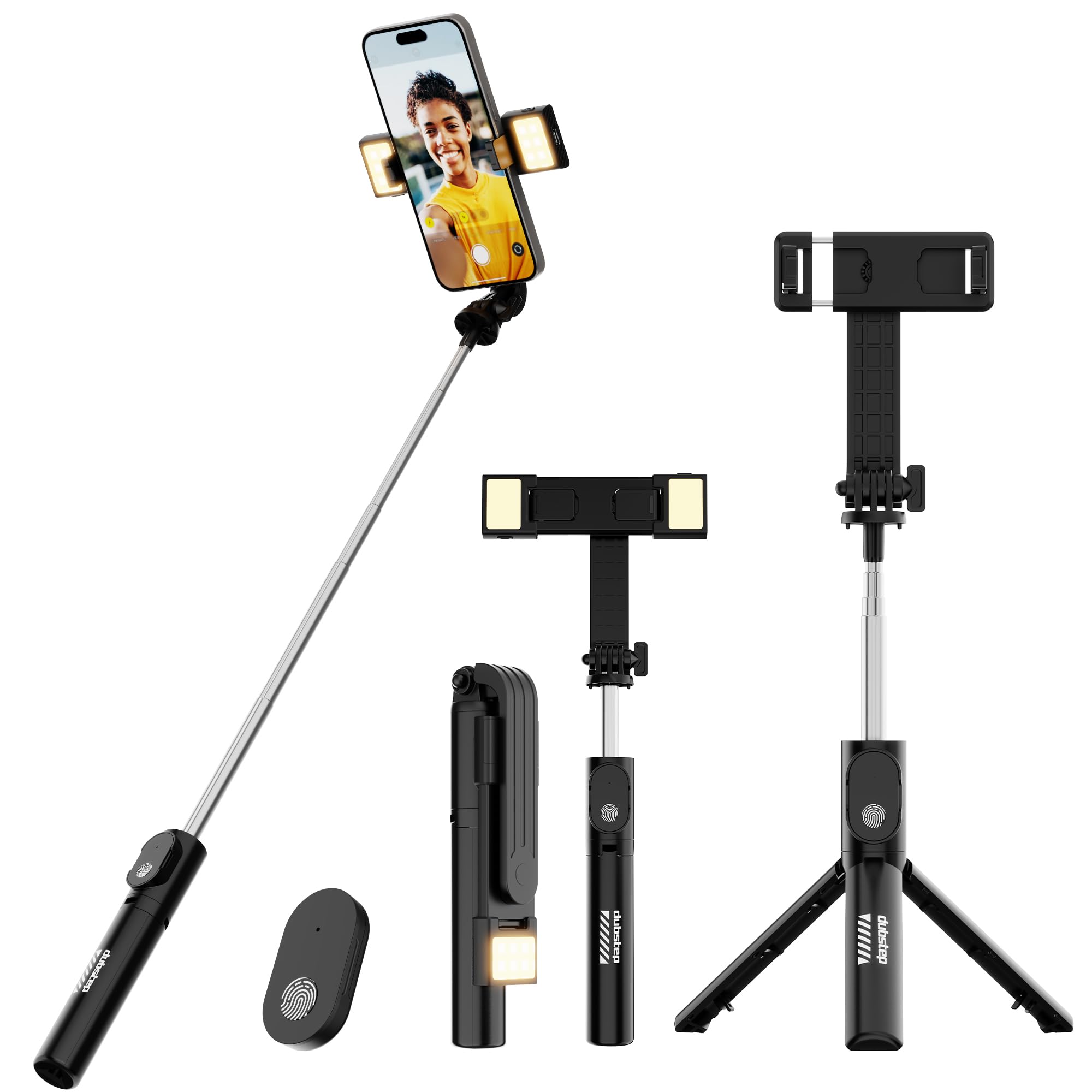 Dubstep Flickstick Lit Smart Selfie Stick 360° Rotation Mobile Stand | Enabled Extendable Selfie Stick/Tripod with Wireless Remote | Compatible with iPhone and Android Smart Phones (Black)-picture-33