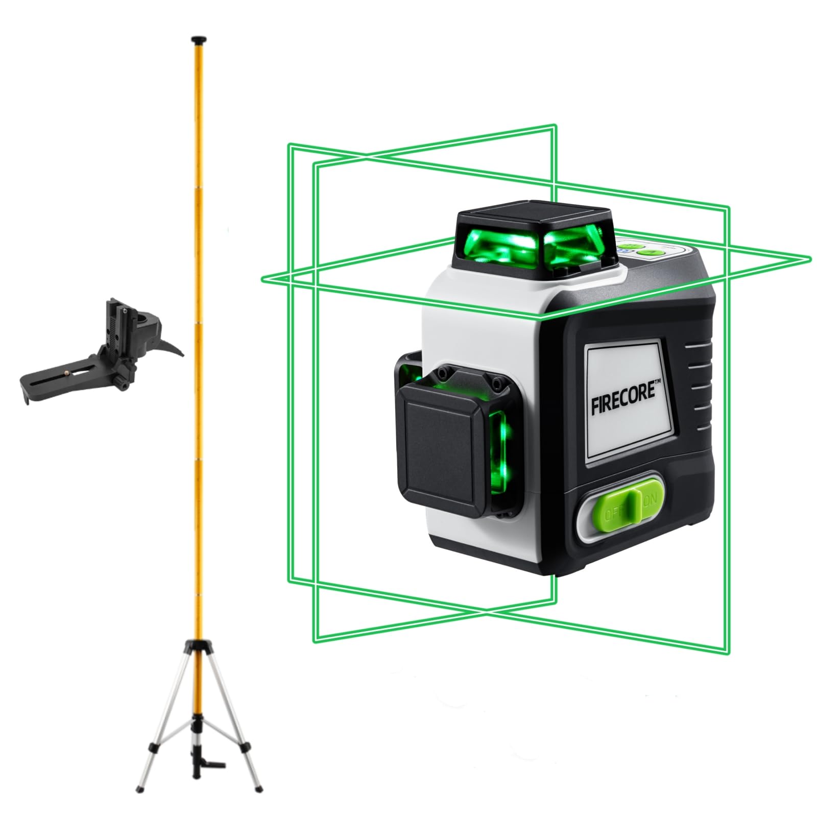Firecore 3 X 360 Line Laser with Two Batteries & 12 Ft Laser Mounting Pole