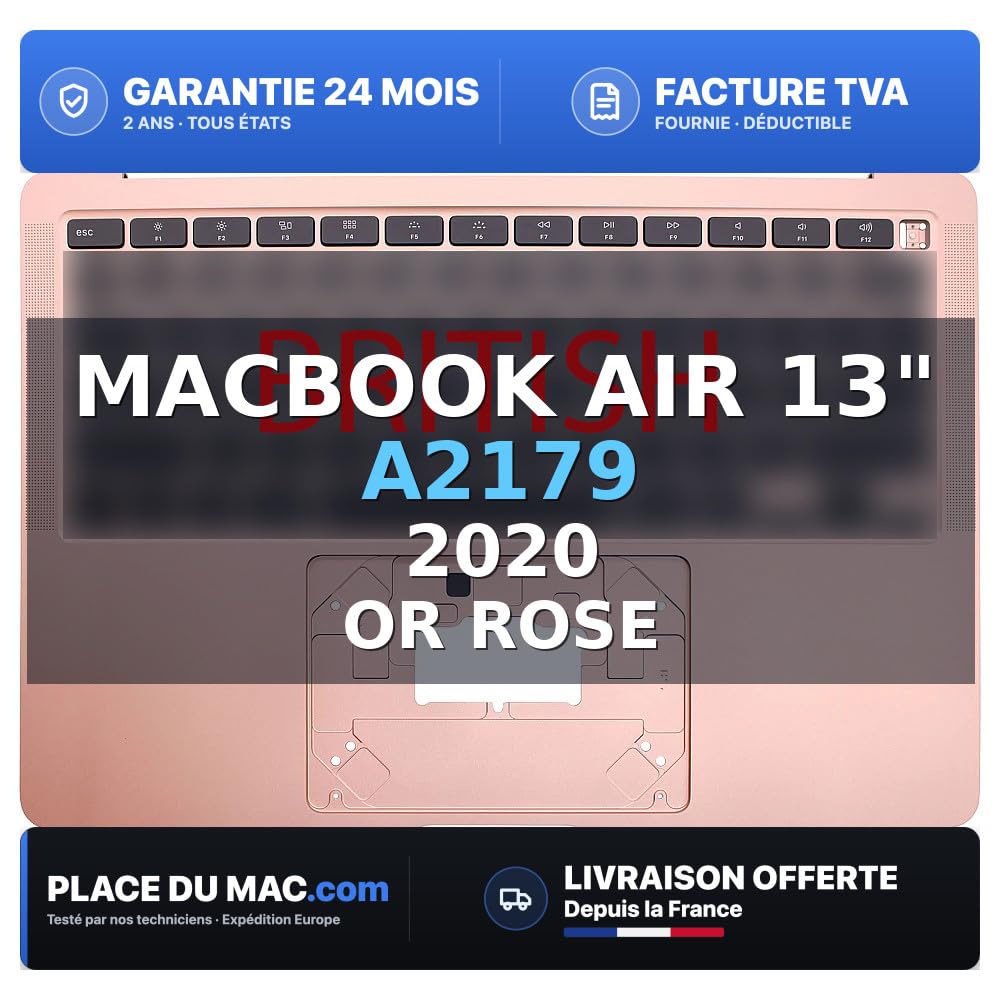 reboot - Cover Superior Tastiera Britannica (A2179) Oro Rosa Compatibile con Mac Book Air 13 2020 Compatibile per Apple - Grado B