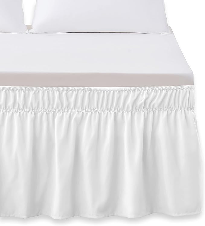 Elegant Comfort Luxurious Wrap Around Elastic Solid Ruffled Bed Skirt