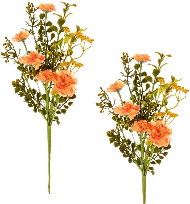 Miniatura 5 de Factory Direct Craft Grupo de 2 tallos de caléndula artificial y follaje flocado para arreglos de verano a exhibiciones de otoño