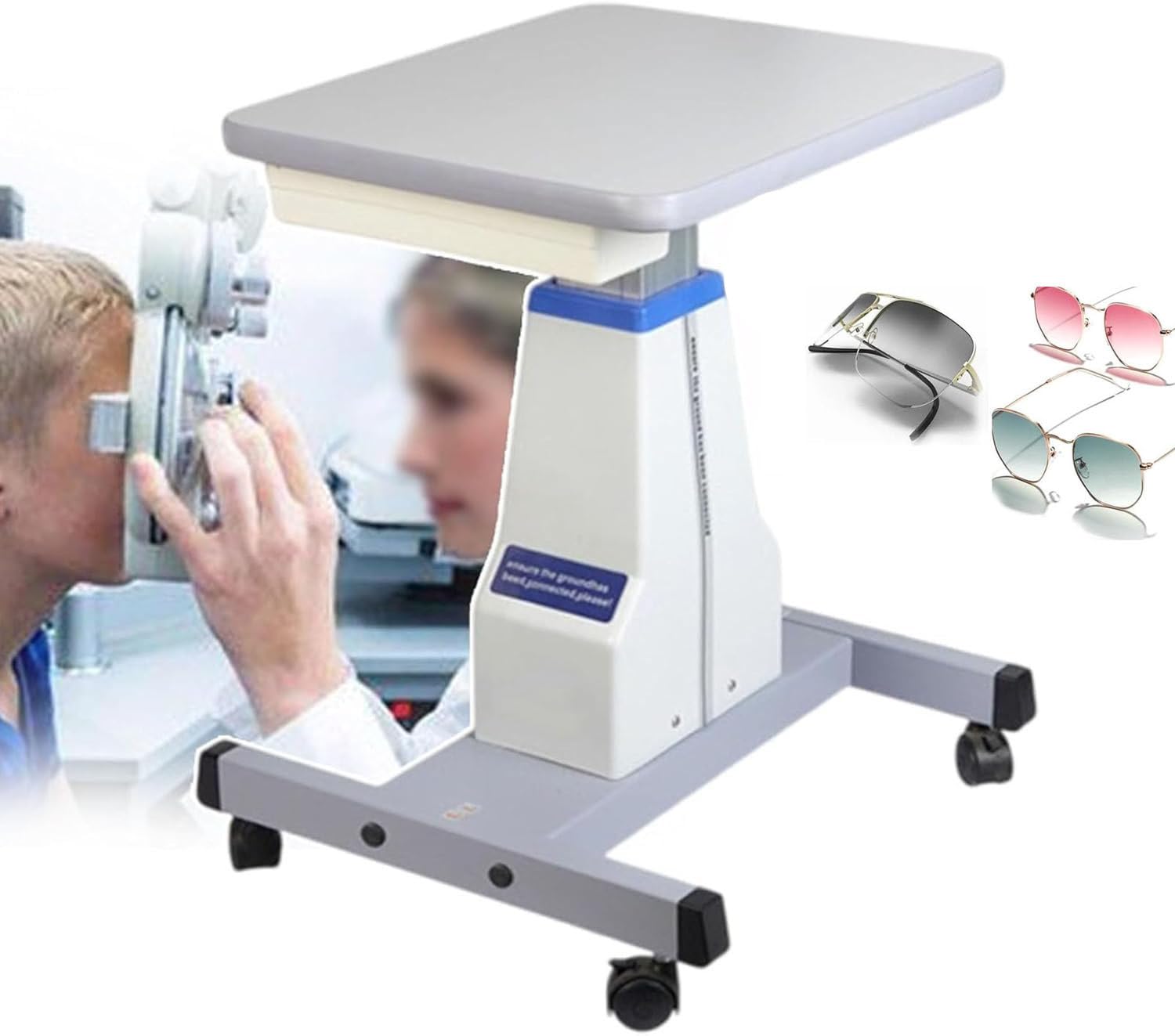 LjlXanthiper Professional Ophthalmic Electric Work Table,Optometrist Motorized Electric Table,Working Size 15.7" X 22.8",Height Adjustment,For Vision Healthcare Institutions,Optical Stores White