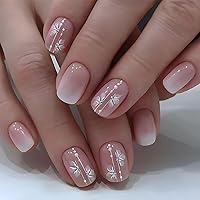 Vista 40 de Uñas postizas cuadradas - Uñas acrílicas cortas y bonitas en blanco con diseños de flores moradas - Uñas adhesivas reutilizables para mujeres y niñas