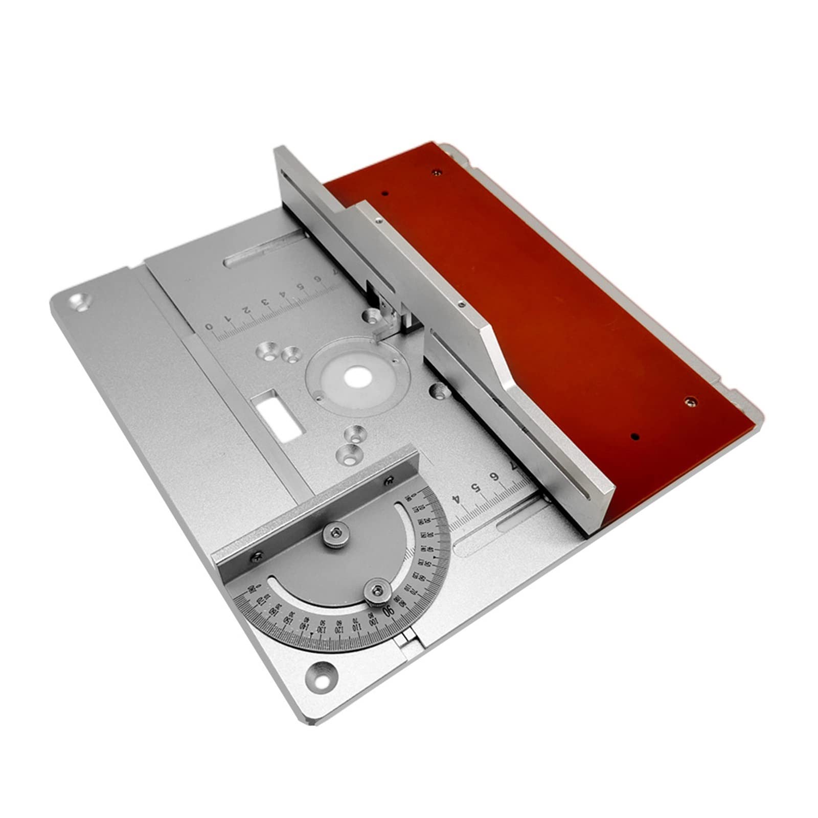 Goniometro per la lavorazione del legno Piastra di inserimento del tavolo del router in alluminio Scheda di vibrazione elettrica for fresatura del legno con calibro for mitra Set di guide for calibro