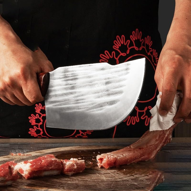Meat Cleaver,Cleaver Knife 8.2 Inch Pork Splitting Knife Chopping Knife Boning Knife Thickened Hand Forged Meat Cutting Butcher Hog Slaughtering Slaughter Knife, LAMAJIGA5844