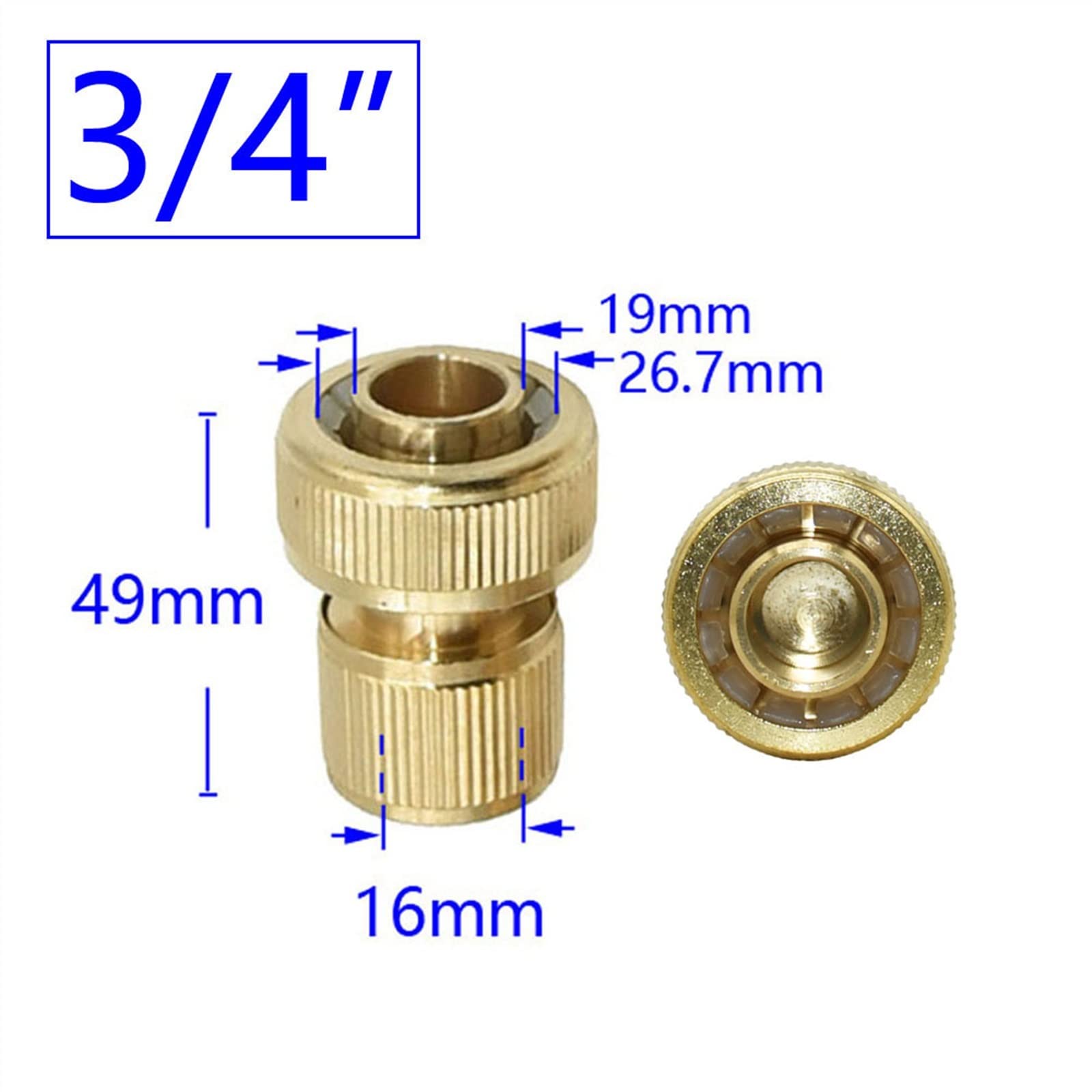 GANDE Conector rápido de Manguera Conector Waterstop de Cobre 16mm 20mm Adaptador de Manguera de riego 5 uds (Color : 1I2)