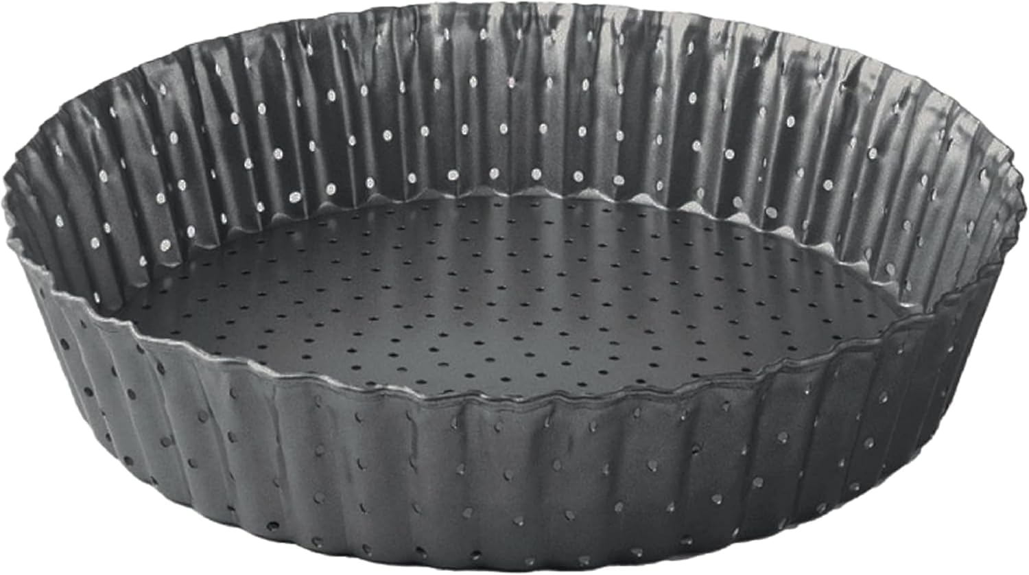 Removable Quiche Mold - 24 cm Round Black Baking Pan with Detachable Base - Deep Mold for Quiche, Tart, Cake & More