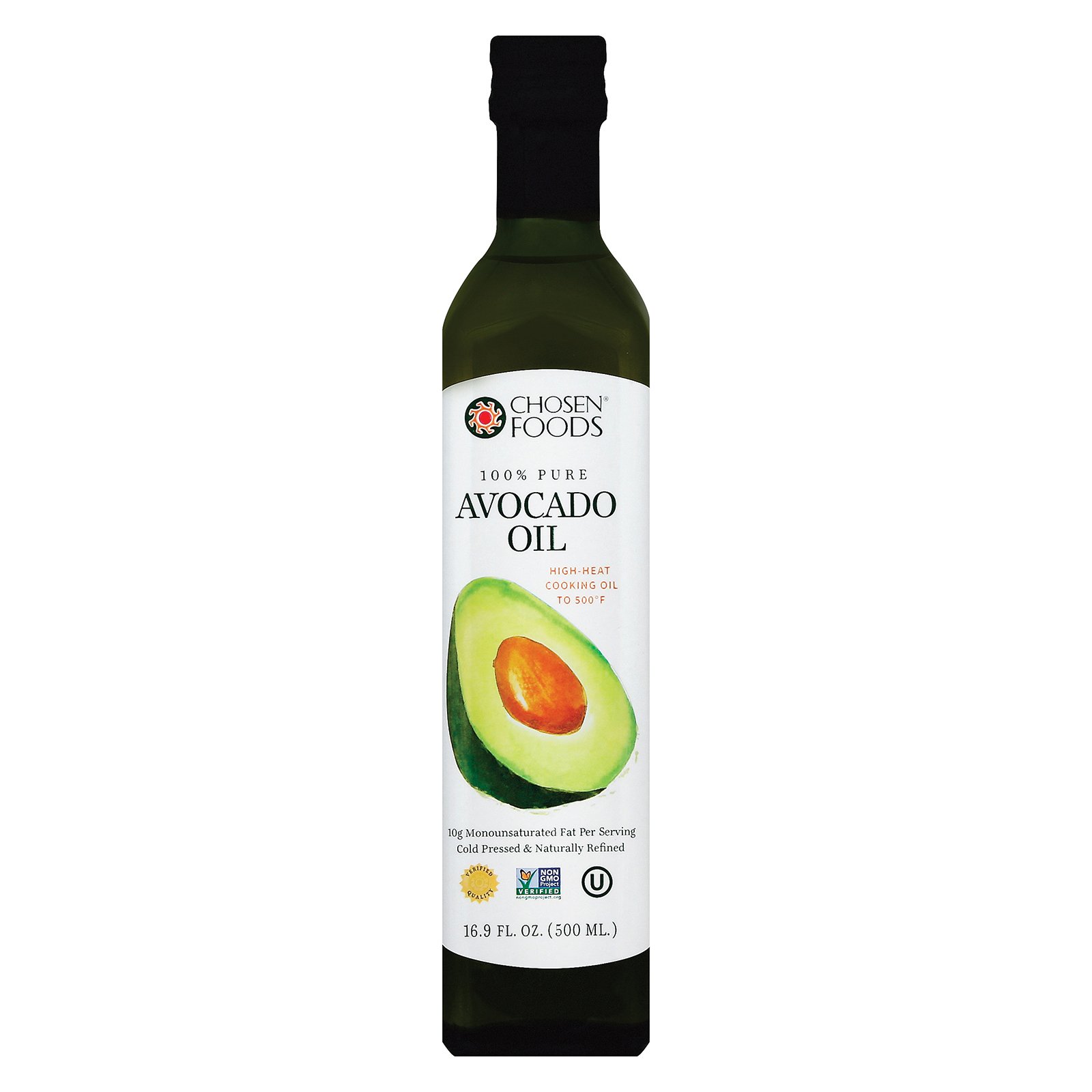 Chosen Foods 100% Pure Avocado Oil 16.9 Oz. Non Gmo For High Heat Cooking Frying Baking Homemade Sauces Dressings And Marinades 101.4 Ounce Clear