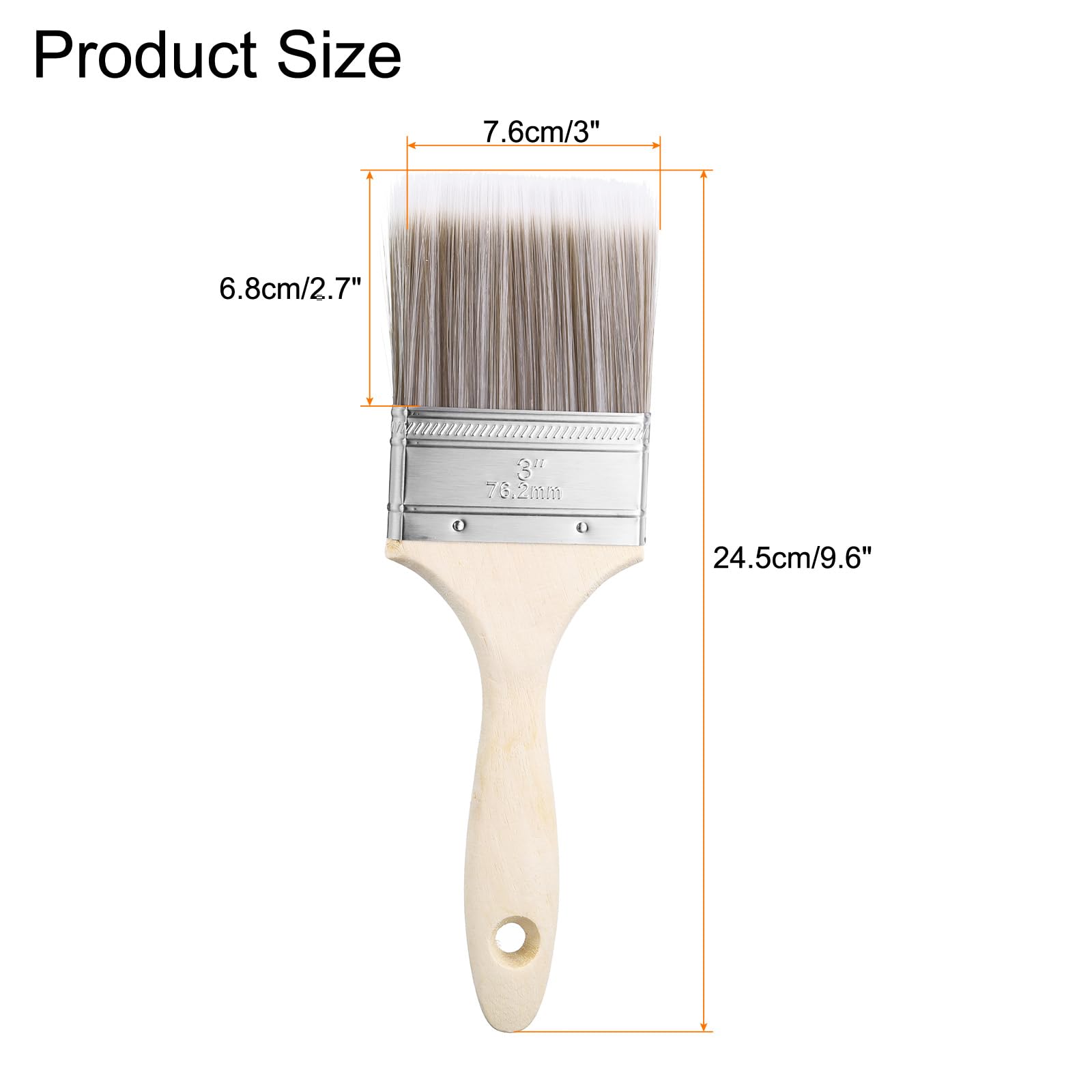 HARFINGTON 16 pinceles de pintura plana de 7,6 cm con mango de madera para bricolaje, arte plano, vallas de muebles, cubiertas, molduras de pared, color marrón