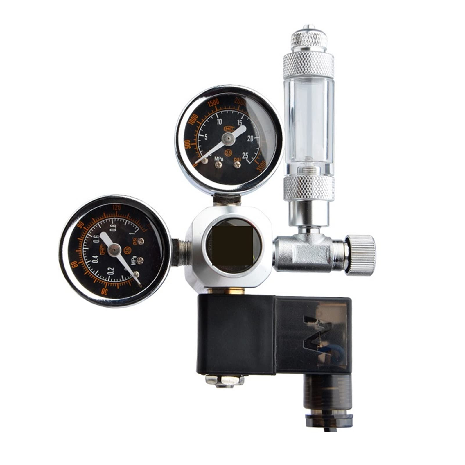 Reduktor ciśnienia CO2, Akwarium CO2 Regulator elektrozawór magnetyczny do akcesoriów akwarium Reaktor systemu sterowania(Big double meter,W21.8)