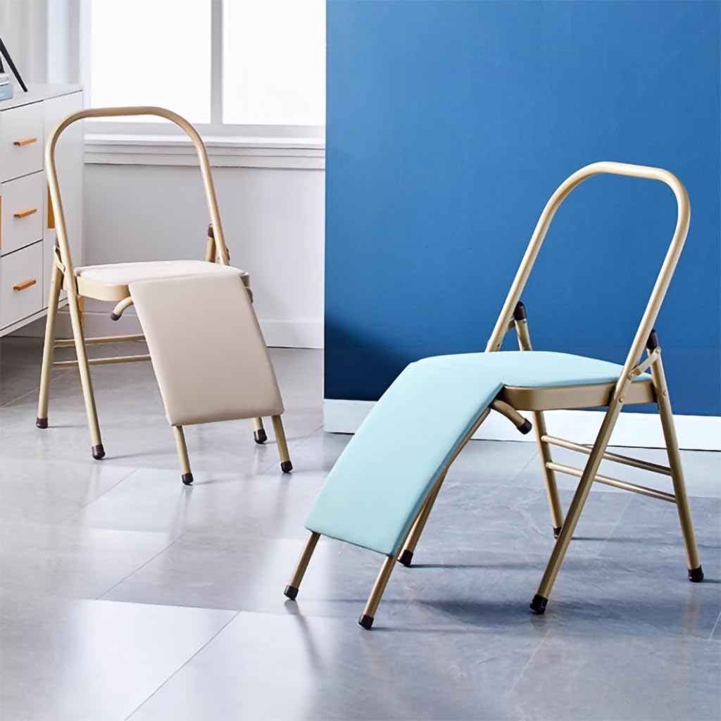 Sedia da Yoga Sedia ausiliaria da Yoga con Supporto Lombare per la Schiena Sedia da Yoga Senza Schienale Struttura in Acciaio Metallico Sedia da Yoga Portatile Pieghevole Sedia da Yoga Iyengar