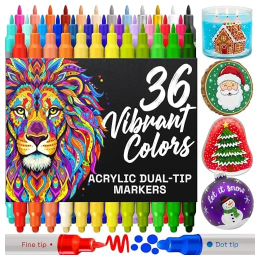 ARTISTRO 36 Acrylic Paint Markers for Rock, Fabric, Wood, Glass, Craft, Decoration - Dual-Tip Paint Pens - Stocking Stuffers, Christmas Gift Idea for Teens, Grandkids, Kids - Art Supplies