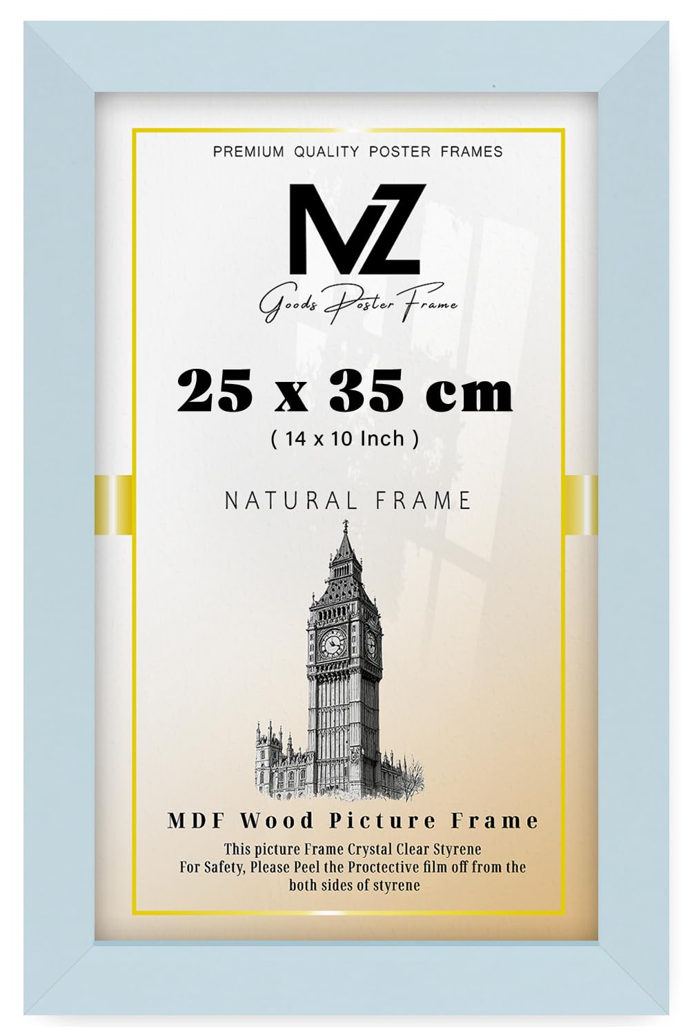 MZ GOODS | MDF Picture Frame (25 x 35 CM) 14x10 Inch Ideal for Posters, Pictures & Home Décor, MDF Finish, Portrait & Landscape Hanging Hooks [ Light Grey ]