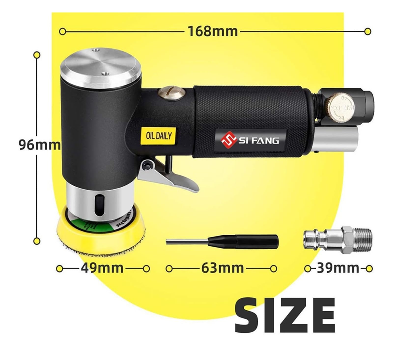 Lijadora de aire orbital aleatoria de 1/2/3 pulgadas, Mini rectificadora neumática for abrillantado for coche, pulidora de lijado accionada en varias superficies(Black Sander 36pc)
