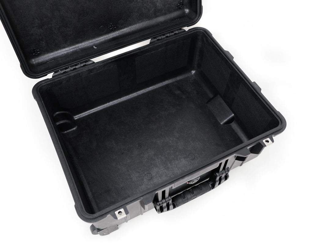 PELI 1560 Langer Schutzkoffer mit Rollen, IP67 Wasser- und Staubdicht, 44L Volumen, Ohne Schaum, Schwarz