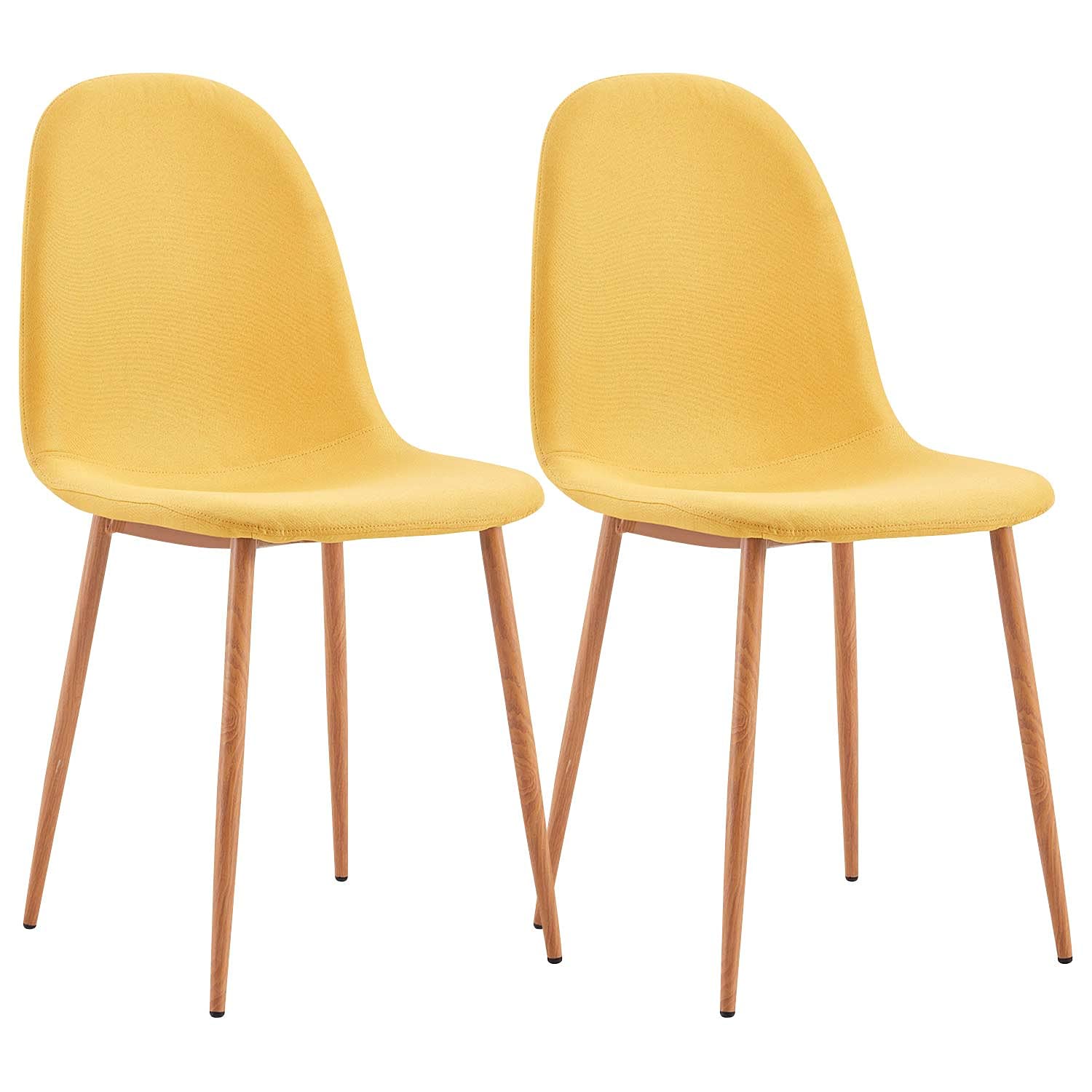 THINIA HOME - Silla Comedor Lino Nuova (Pack 2), Acero Efecto Madera, Tapizada en Lino, Salón, Dormitorio y Recibidor, Interior, Diseño Moderno, 51x44x91 cm (Largo x Ancho x Alto)