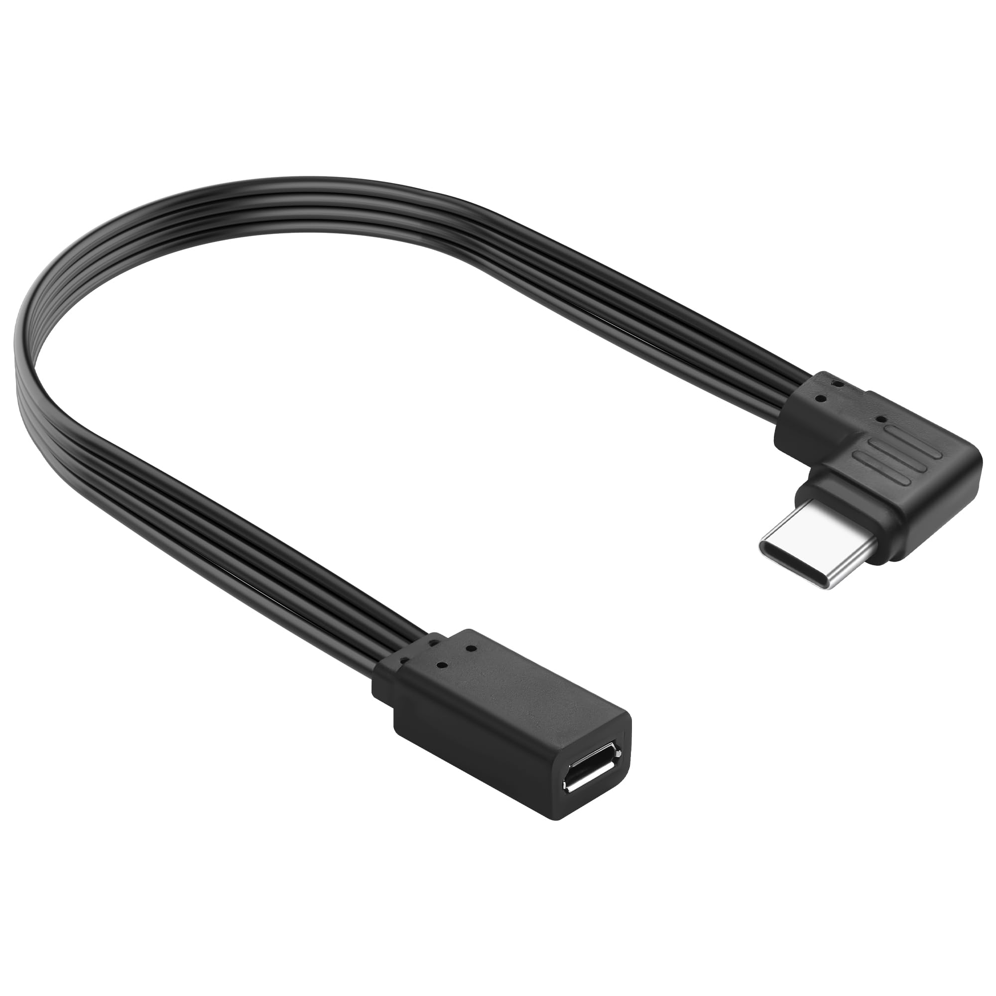 JSADZKJ Right Angle USB C to Micro USB Cable,Extra Flexible USB C Male to Micro USB Female Data Cable,90 Degree Short Type C to Micro Flat Cable for