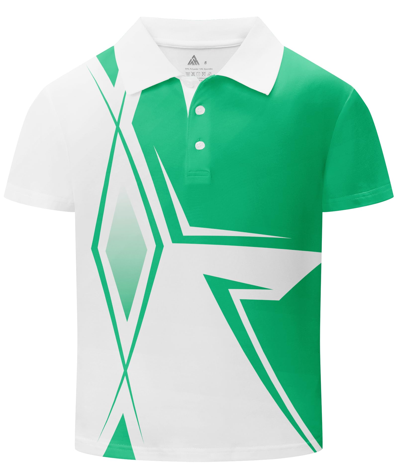 Boys Printed Polo Shirt Short Sleeve Stylish Moisture Wicking UPF 30+ Performance Golf Shirts 7-16 Years