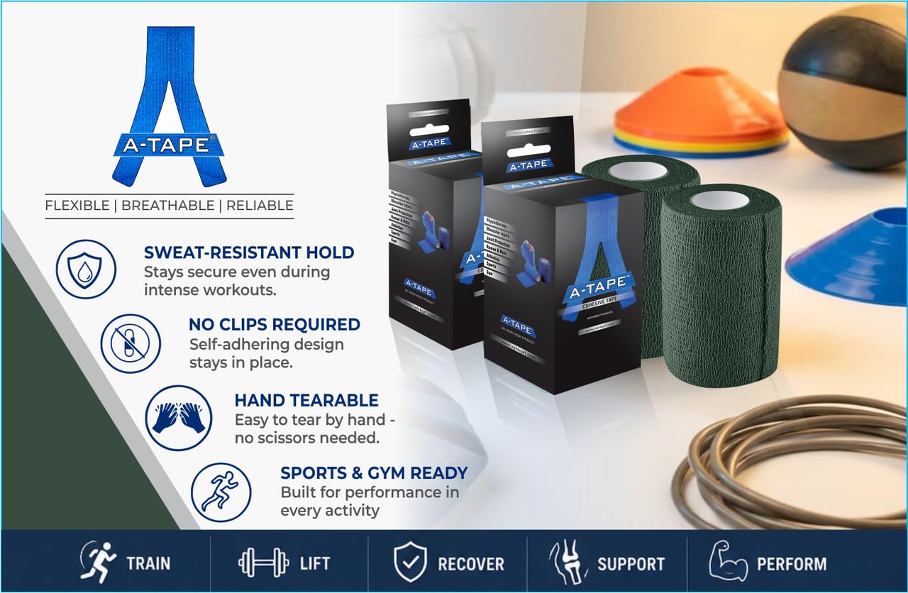 A-Tape Breathable Self Adhesive Cohesive Bandage Wrap - Athletic Non-Woven for Sports, Medical Use, Injuries, Knee & Wrist Support - Suitable for Humans & Pets (Beige, 7.5 cm Pack Of 2) 2