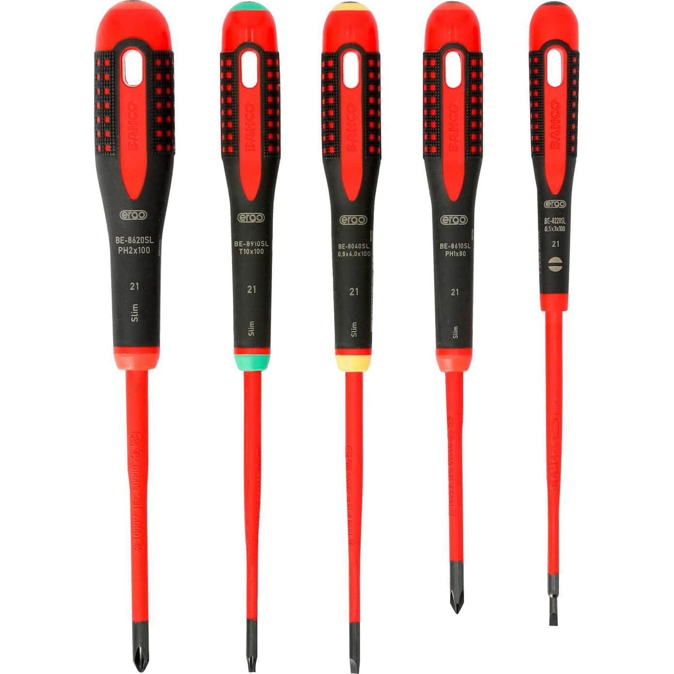 BE-9871SL Ergo™ Slim VDE Insulated Screwdriver Set, 5 Piece, Naranja